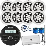 Kicker Marine Gauge-style Bluetooth Receiver, 8X 6.5" 150W Speakers, Amplifier. Fixed Price $867.99.